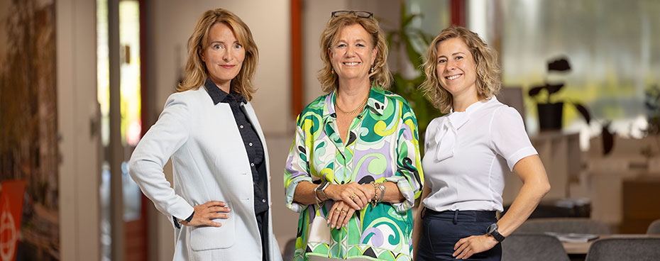 V.l.n.r.: Marcella Immers, Innovation Manager Nationale-Nederlanden, Sonja Muller, HR Projectmanager en Communicatie bij Swissport en Lizzy van der Helm, adviseur Arbeidsvoorwaarden bij Herenvest